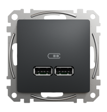 Розетка USB тип A+A, черный, Sedna Design
