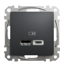 Розетка USB тип A+C 2,4A, черный, Sedna Design