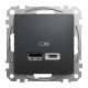 Розетка USB тип A+C 2,4A, черный, Sedna Design SDD114402