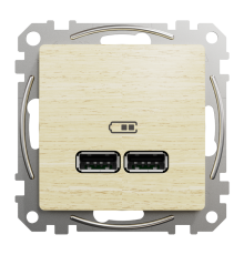 Розетка USB тип A+A, береза, Sedna Design