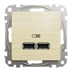 Розетка USB тип A+A, береза, Sedna Design SDD180401