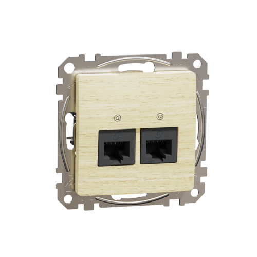 Компьютерная розетка 2 х RJ45 кат. 5е UTP, береза, Sedna Design SDD180452