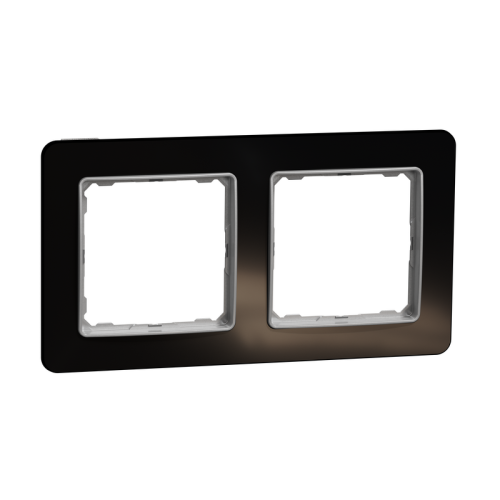 Рамка 2 поста, черное стекло, Sedna Design SDD361802
