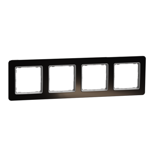 Рамка 4 поста, черное стекло, Sedna Design SDD361804