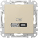 Розетка USB тип A+C 3A, 45W, бежевый, Sedna Design SDD112404