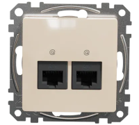 Компьютерная розетка 2 х RJ45 кат. 5е UTP, бежевый, Sedna Design