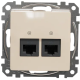 Компьютерная розетка 2 х RJ45 кат. 5е UTP, бежевый, Sedna Design SDD112452