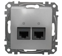 Компьютерная розетка 2 х RJ45 кат. 5е UTP, алюминий, Sedna Design