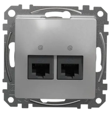 Компьютерная розетка 2 х RJ45 кат. 5е UTP, алюминий, Sedna Design