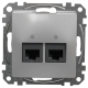 Компьютерная розетка 2 х RJ45 кат. 5е UTP, алюминий, Sedna Design SDD113452