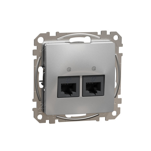 Компьютерная розетка 2 х RJ45 кат. 5е UTP, алюминий, Sedna Design SDD113452