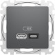 Розетка USB тип A+C 3A, 45W, черный, Sedna Design SDD114404