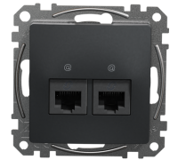 Компьютерная розетка 2 х RJ45 кат. 5е UTP, черный, Sedna Design