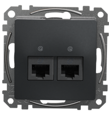 Компьютерная розетка 2 х RJ45 кат. 5е UTP, черный, Sedna Design
