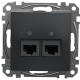 Компьютерная розетка 2 х RJ45 кат. 5е UTP, черный, Sedna Design SDD114452