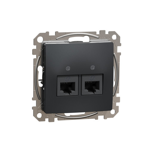 Компьютерная розетка 2 х RJ45 кат. 5е UTP, черный, Sedna Design SDD114452