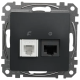 Телефонная и компьютерная розетка RJ11+RJ45 кат. 6 UTP, черный, Sedna Design SDD114468