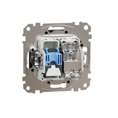 Розетка телевизионная и компьютерная TV+RJ45 кат. 6 UTP, черный, Sedna Design SDD114469T