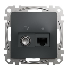 Розетка телевизионная и компьютерная TV+RJ45 кат. 6 UTP, черный, Sedna Design