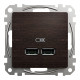 Розетка USB тип A+A, венге, Sedna Design SDD181401