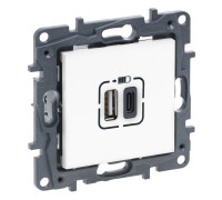 Розетка USB тип А+C 12Вт+15Вт 5В, белый, Niloe Step Legrand