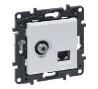 Розетка комбинированная TV тип F и RJ45 CAT6 UTP, белый, Niloe Step Legrand