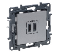 Розетка USB тип С+C 15 Вт 5 В, алюминий, Niloe Step Legrand
