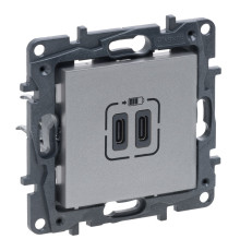 Розетка USB тип С+C 15 Вт 5 В, алюминий, Niloe Step Legrand