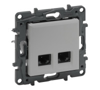 Розетка компьютерная 2XRJ45 CAT5e UTP, алюминий, Niloe Step Legrand