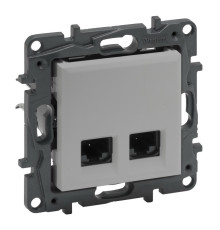 Розетка компьютерная 2XRJ45 CAT5e UTP, алюминий, Niloe Step Legrand