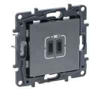 Розетка USB тип С+C 15 Вт 5 В, сталь, Niloe Step Legrand