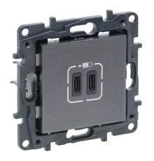 Розетка USB тип С+C 15 Вт 5 В, сталь, Niloe Step Legrand
