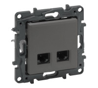 Розетка компьютерная 2XRJ45 CAT5e UTP, сталь, Niloe Step Legrand