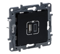 Розетка USB тип А+C 12Вт+15Вт 5В, черный, Niloe Step Legrand