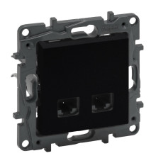 Розетка компьютерная 2XRJ45 CAT5e UTP, черный, Niloe Step Legrand