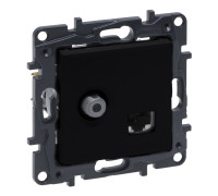 Розетка комбинированная TV тип F и RJ45 CAT6 UTP, черный, Niloe Step Legrand