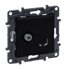 Розетка комбинированная TV тип F и RJ45 CAT6 UTP, черный, Niloe Step Legrand