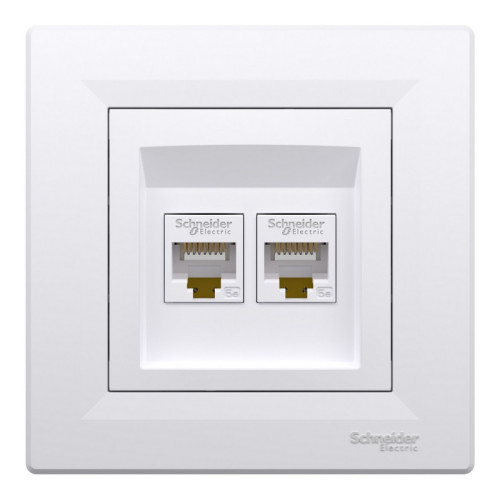 Розетка компьютерная RJ45 двойная, белый, EPH4400121 Schneider Asfora