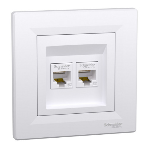 Розетка компьютерная RJ45 двойная, белый, EPH4400121 Schneider Asfora
