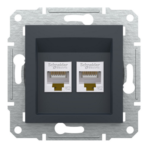 Розетка компьютерная RJ-45 двойная, антрацит, EPH4400171 Asfora Schneider