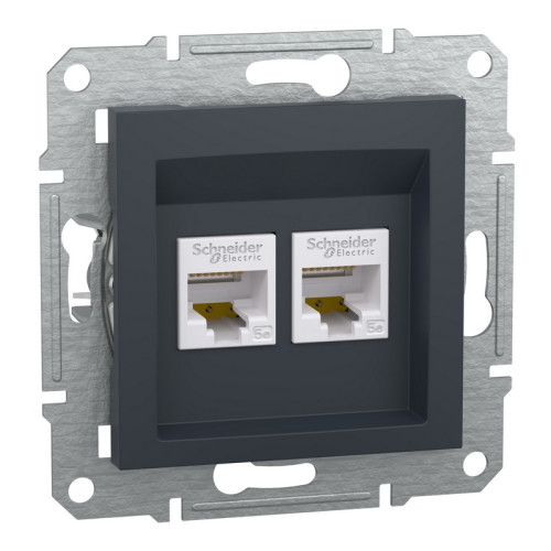 Розетка компьютерная RJ-45 двойная, антрацит, EPH4400171 Asfora Schneider