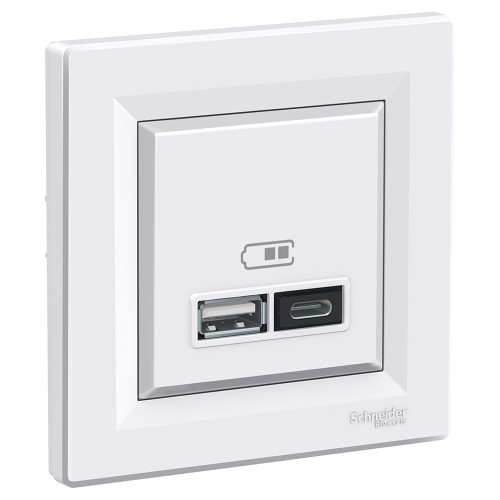 USB розетка тип А+С 3А 45Вт, белый, EPH2700421 Schneider Electric Asfora
