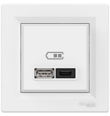 USB розетка тип А+С 3А 45Вт, белый, EPH2700421 Schneider Electric Asfora