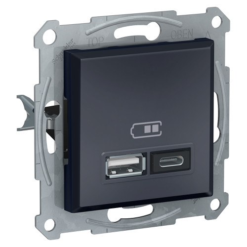 USB розетка тип А+С 3А 45Вт, антрацит, EPH2700471 Schneider Electric Asfora