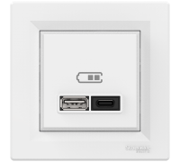 USB розетка тип А+С, белый, EPH2700321 Schneider Electric Asfora