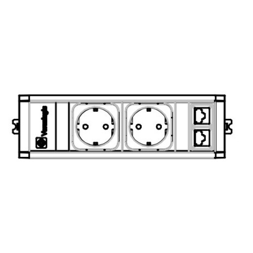 Врезной блок розеток для мебели, 2х220В + 2хRJ45, белый, Versaflap ASA 060.11F.00002