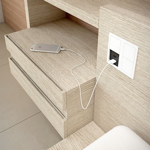 Врезная розетка в стол 220В + USB, белый, Versahit ASA 060.15F.00015