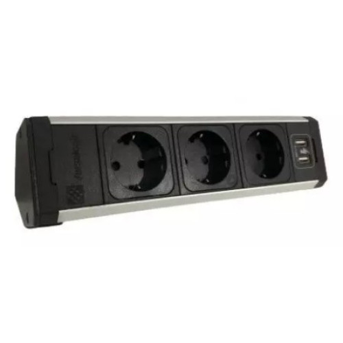 Накладной блок розеток 3х220В + 2xUSB, Versadesk ASA 060.23F.00131