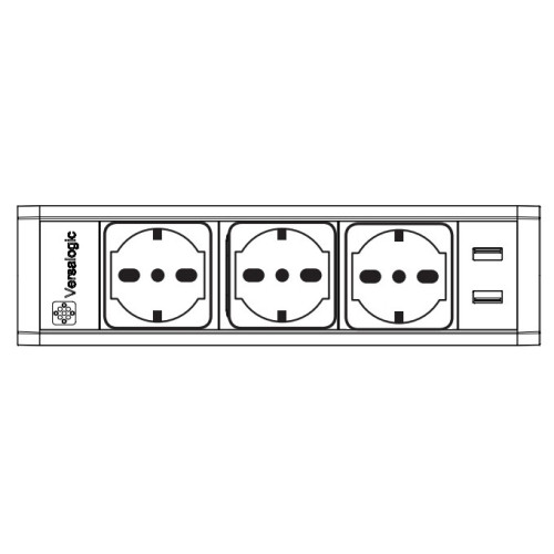 Накладной блок розеток 3х220В + 2xUSB, Versadesk ASA 060.23F.00131