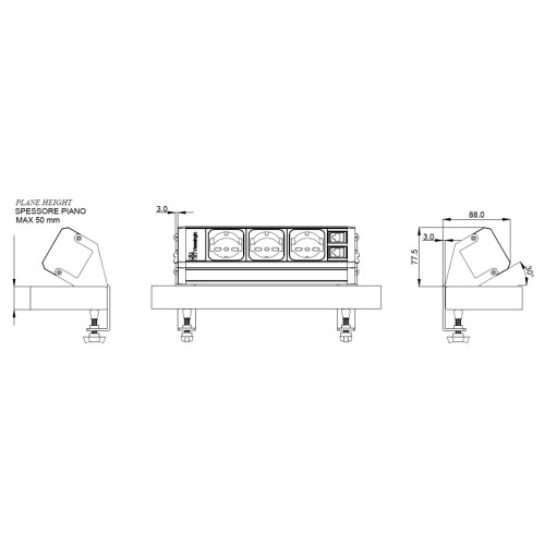 Накладной блок розеток 3х220В + 2xUSB, Versadesk ASA 060.23F.00131
